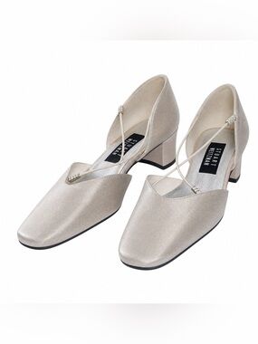 Stuart Weitzman Tubex Oyster Sparkle Lame Rhinestone Trim Shoes Size 8